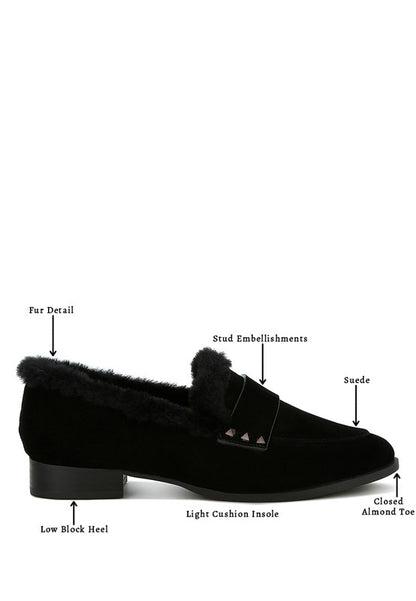 Allie Fur Trim Genuine Suede Loafers