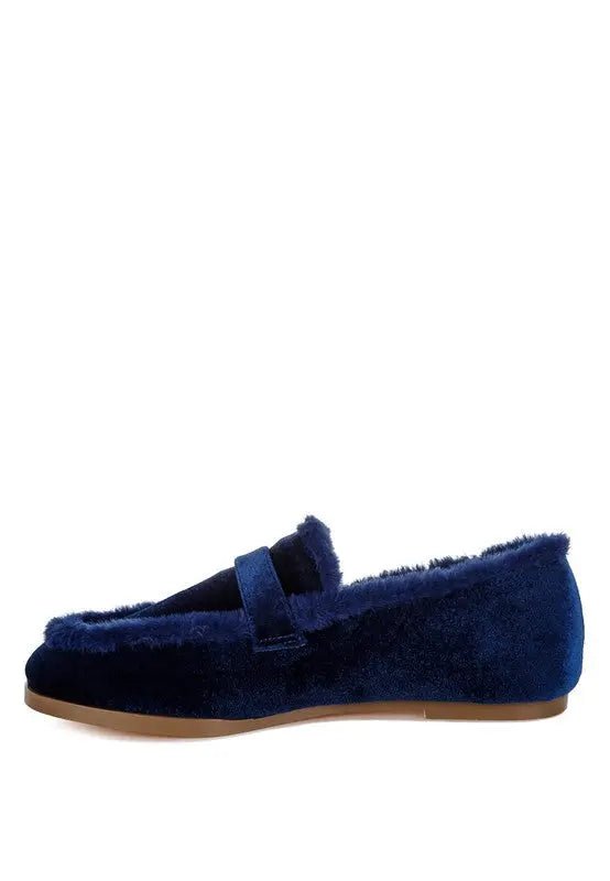 Bastian Fur Detail Velvet Loafers Rag Company