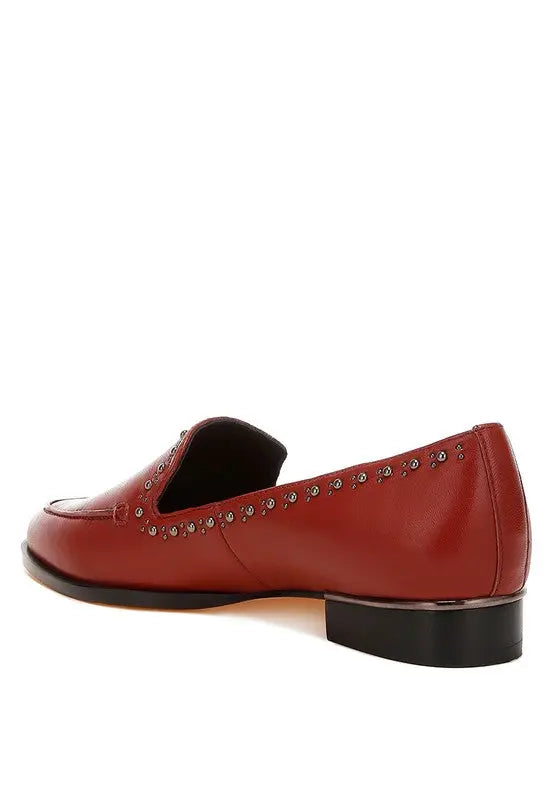 Wolferton Delicate Stud Detail Leather Loafers Rag Company