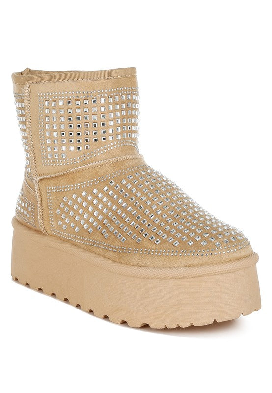 Xoras Chunky Rhinestones Ankle Boots