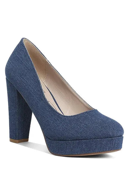 Kostur Denim Block Heel Pumps FG