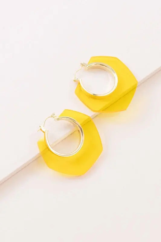 Angled Clear Hoop Earrings Lovoda