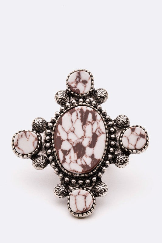 Stone Iconic Cross Stretch Ring