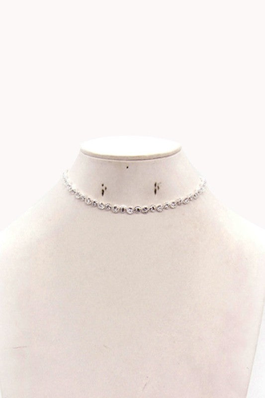 ANGELIC ROUND CUT RHINESTONE CHOKER NECKLACE