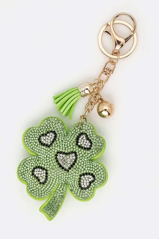 Lucky Clover Leaf Crystal Key Chain