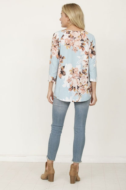 Plus Floral Bottom Knot Tunic