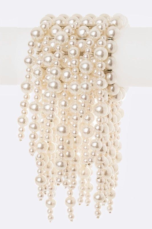 Mix Pearls Drop Statement Stretch Bracelet