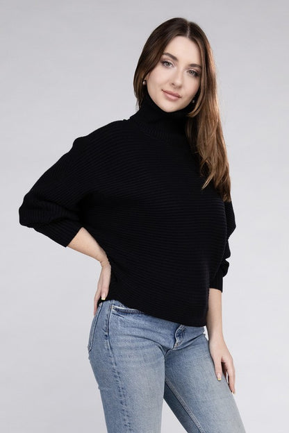 Viscose Dolman Sleeve Turtleneck Sweater