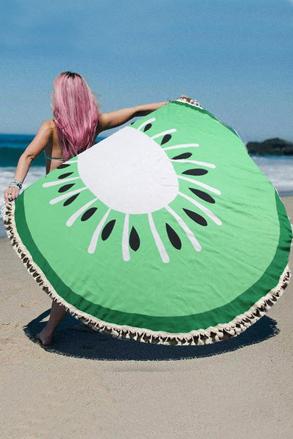 Kiwi Fringe Convertible Round Beach Throw