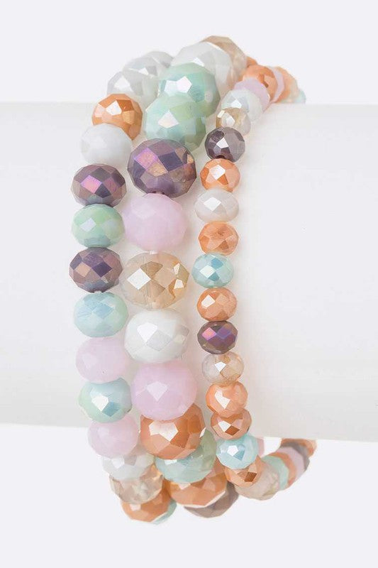 Multi Color Mix Beads Stretch Bracelet Set