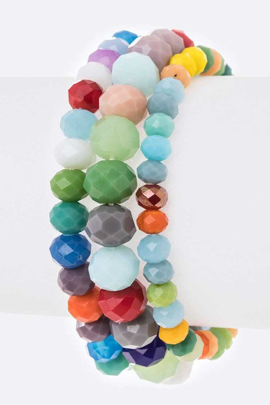 Multi Color Mix Beads Stretch Bracelet Set