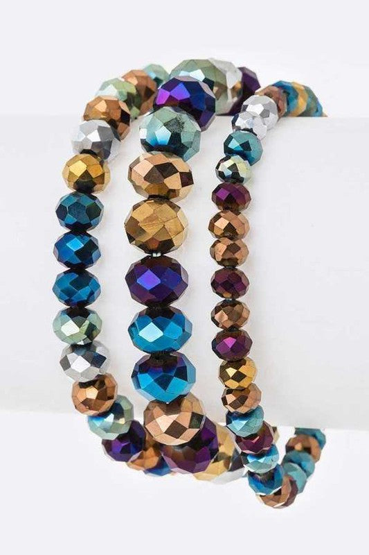 Multi Color Mix Beads Stretch Bracelet Set