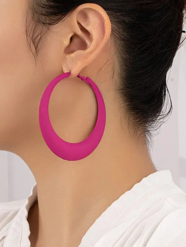 Large color coated puffy hoop earrings LA3accessories