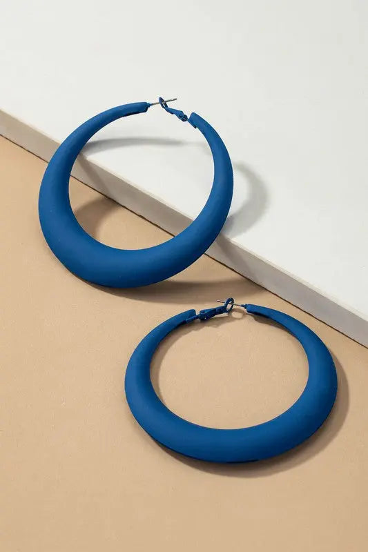 Large color coated puffy hoop earrings LA3accessories