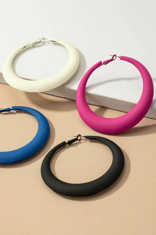 Large color coated puffy hoop earrings LA3accessories