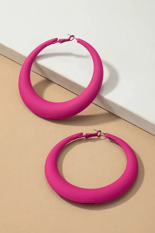 Large color coated puffy hoop earrings LA3accessories