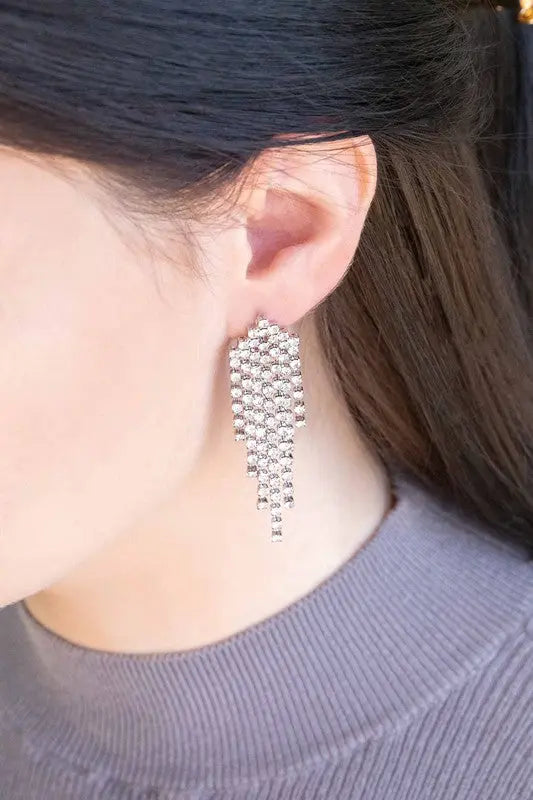 Rhinestone Tassel Earrings Lovoda