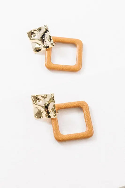 Leatherette and Metal Drop Earrings Lovoda