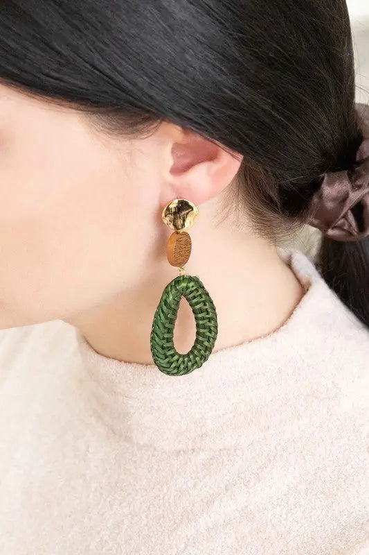 Oval Wicker Drop Earrings Lovoda