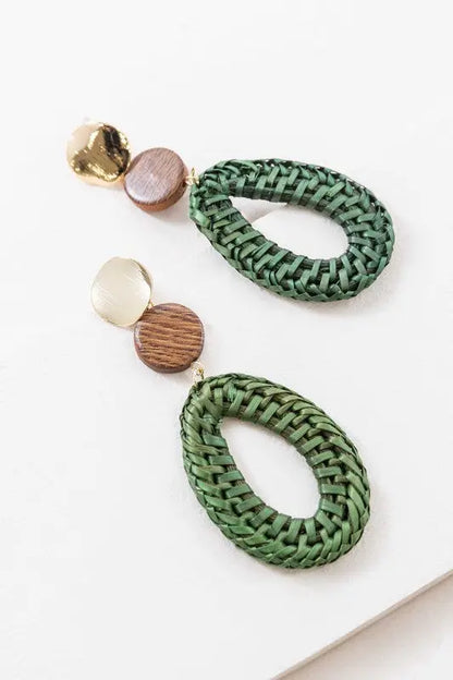 Oval Wicker Drop Earrings Lovoda