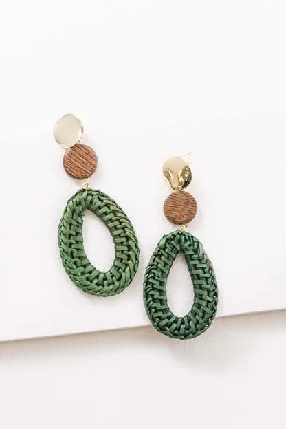 Oval Wicker Drop Earrings Lovoda