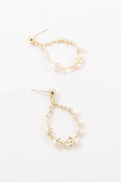 Floral and Pearl Vine Tear Earrings Lovoda