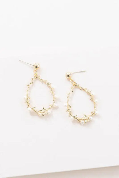 Floral and Pearl Vine Tear Earrings Lovoda