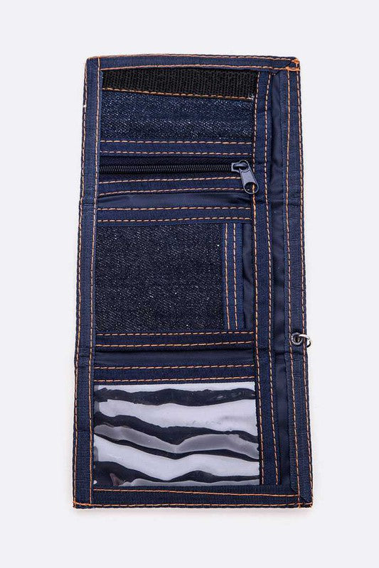 Oops Patch Iconic Denim Tri-Fold Wallet