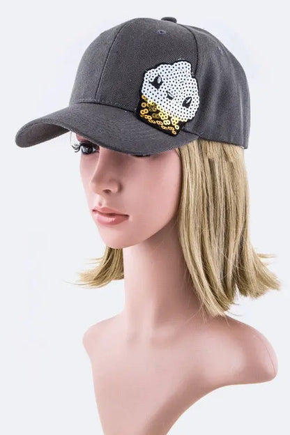 Sequin Ice cream Patch Denim Cap