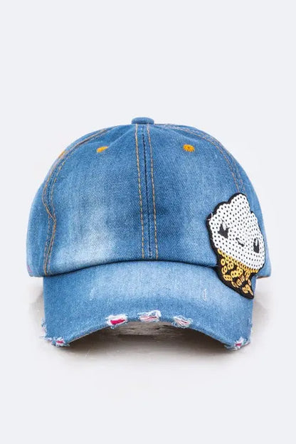 Sequin Ice cream Patch Denim Cap