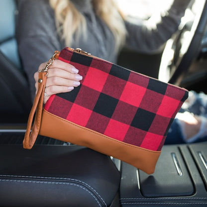 Buffalo Plaid Wristlet Clutch Bag