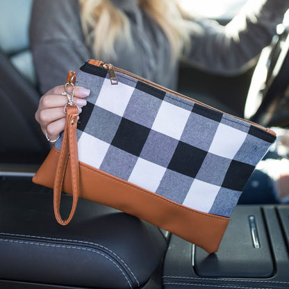 Buffalo Plaid Wristlet Clutch Bag