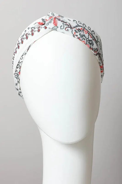 Bohemian Stitch Print Twist Headwrap