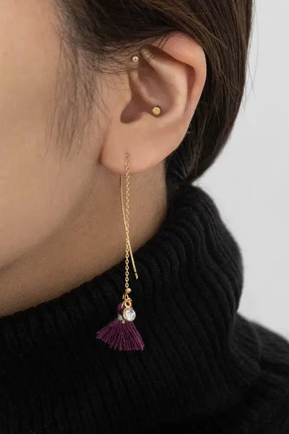 Keely Tassel Threader Earrings Lovoda