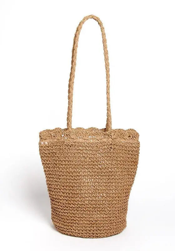 STRAW BUCKET BEACH BAG Bella Chic