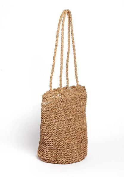 STRAW BUCKET BEACH BAG Bella Chic