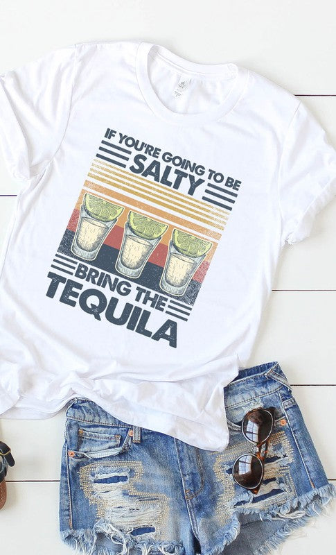 Salty, bring the tequila retro graphic tee