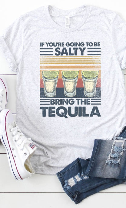 Salty, bring the tequila retro graphic tee PLUS