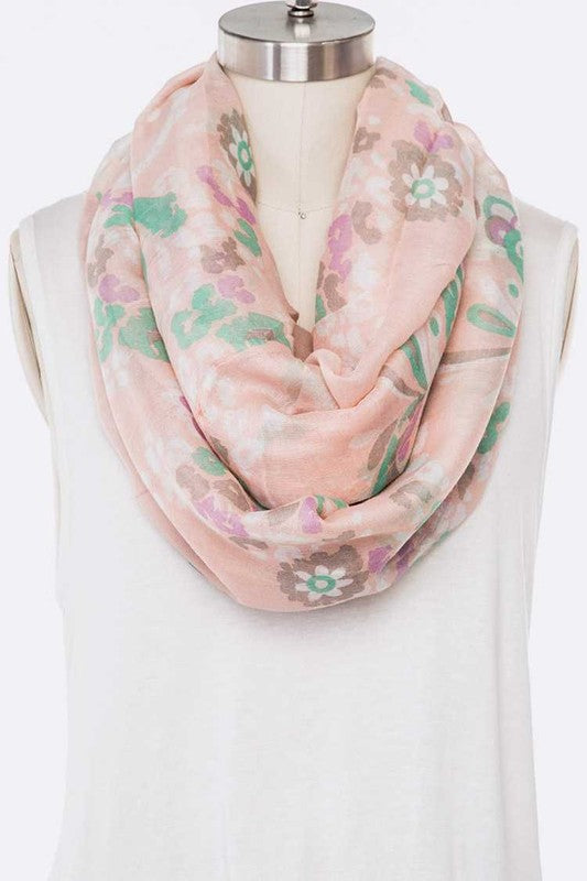 Floral Print Soft Infinity Scarf