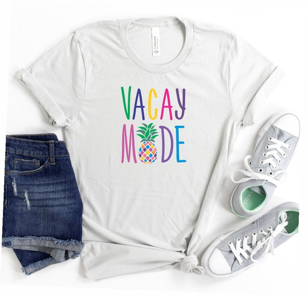 Colorful Vacay Mode Pineapple Crew Neck Tee