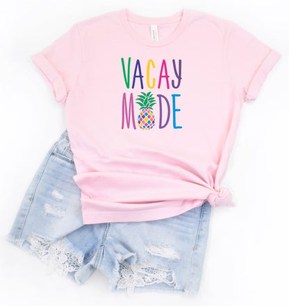 Colorful Vacay Mode Pineapple Crew Neck Tee