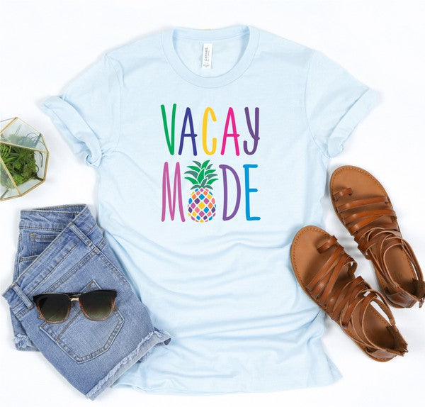 Colorful Vacay Mode Pineapple Crew Neck Tee