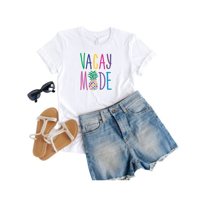 Colorful Vacay Mode Pineapple Crew Neck Tee