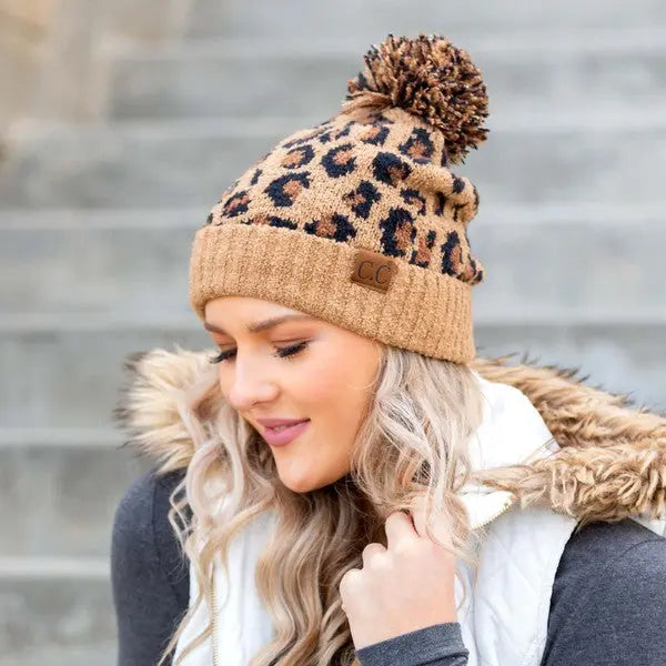 CC Leopard Pom Beanie Aili's Corner