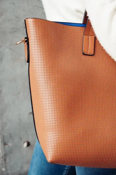 Jane Perforated Leather Large Tote AFFLUZA.COM