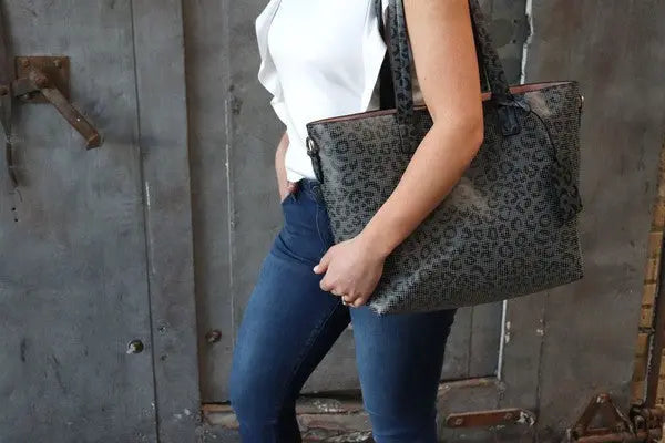 Jane Perforated Leather Large Tote AFFLUZA.COM