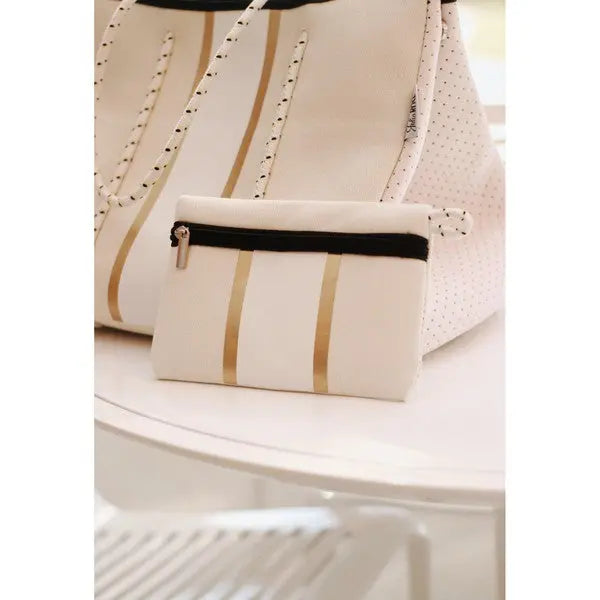 The South Beach - Gold Stripe White Neoprene Julia Rose