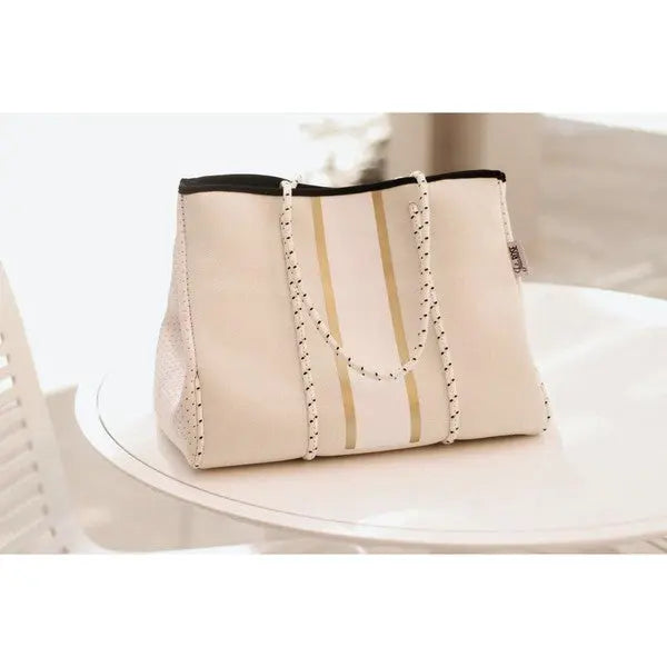 The South Beach - Gold Stripe White Neoprene Julia Rose