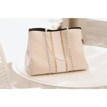 The South Beach - Gold Stripe White Neoprene Julia Rose