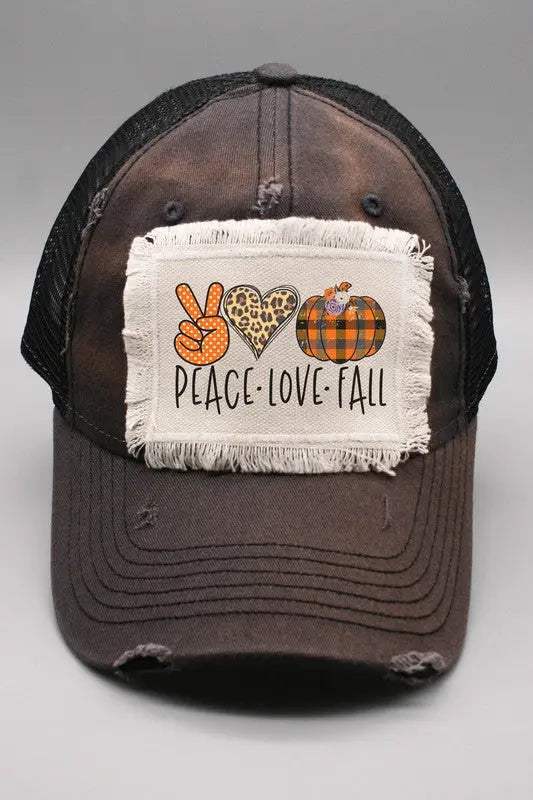 Peace Love Plaid Fall Patch Hat Cali Boutique